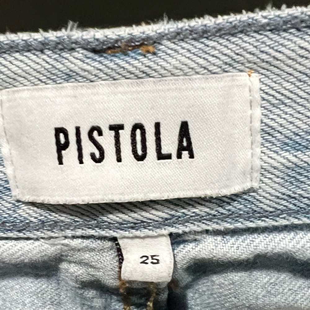 Pistola Light Blue Women's Straight Leg Jeans EUC Size 25 Slit on Side Raw Hem - Picture 7 of 7
